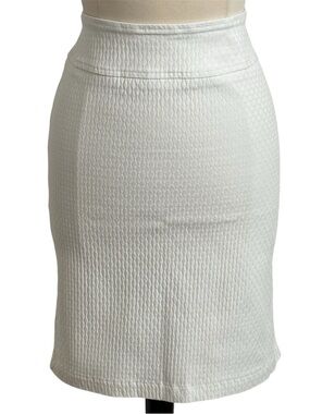 SOHO Apparel LTD. Women's High-Waisted Pencil Skirt, Waffle Knit, White, Size L